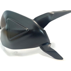 Carbon matt Schwingenschutz mit Kettenschutz oben und unten 3 Teile in einem 1 Teil zusammen.